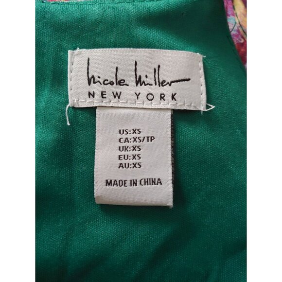 Nicole Miller Water Color Artsy Elegant Silky Sleeveless Maxi XS Whimsy - Picture 13 of 15